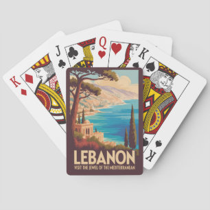 Baraja De Cartas Ilustración de paisaje de Líbano Arte de viaje vin