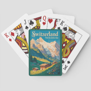 Baraja De Cartas Ilustración de paisaje de Suiza Arte de viaje