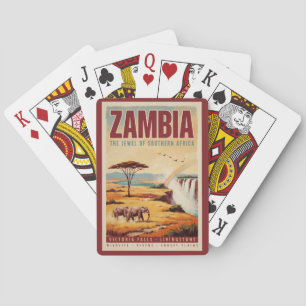 Baraja De Cartas Ilustración de paisaje de Zambia Arte de viaje vin
