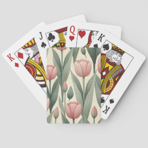 Baraja De Cartas Ilustracion de patrón de campo tulipán rosado