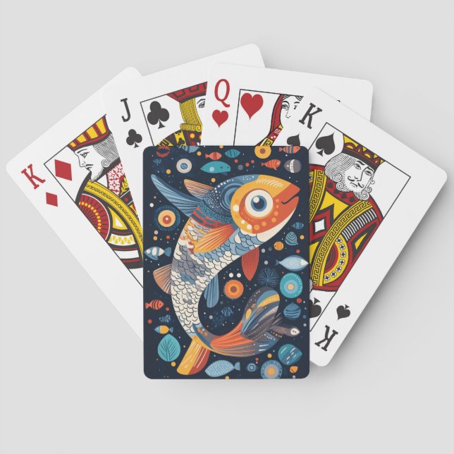 Baraja De Cartas Ilustracion de peces geométricos (Reverso)