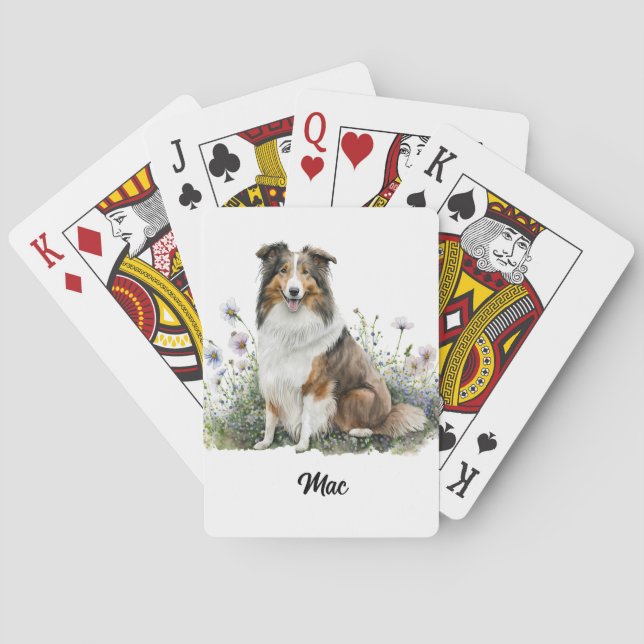 Baraja De Cartas Ilustracion de Perro Cute - Collie (Reverso)