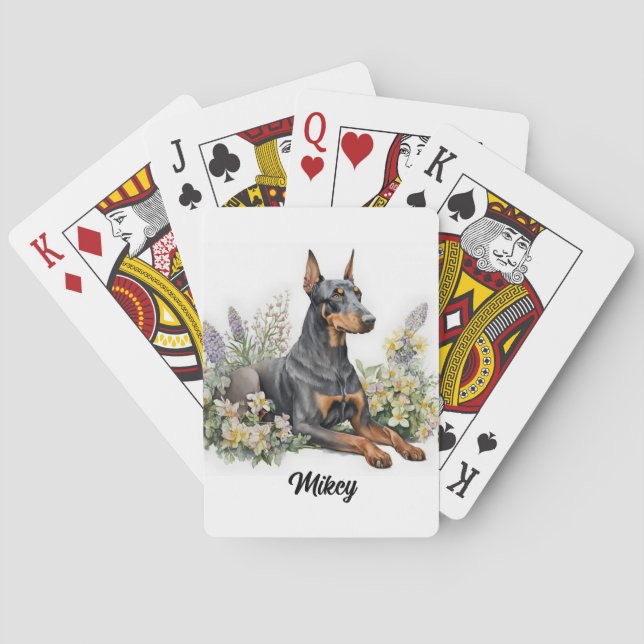 Baraja De Cartas Ilustracion de Perro Cute - Doberman - (Reverso)