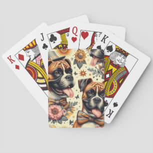Baraja De Cartas Ilustracion de perro de Boxer Vintage