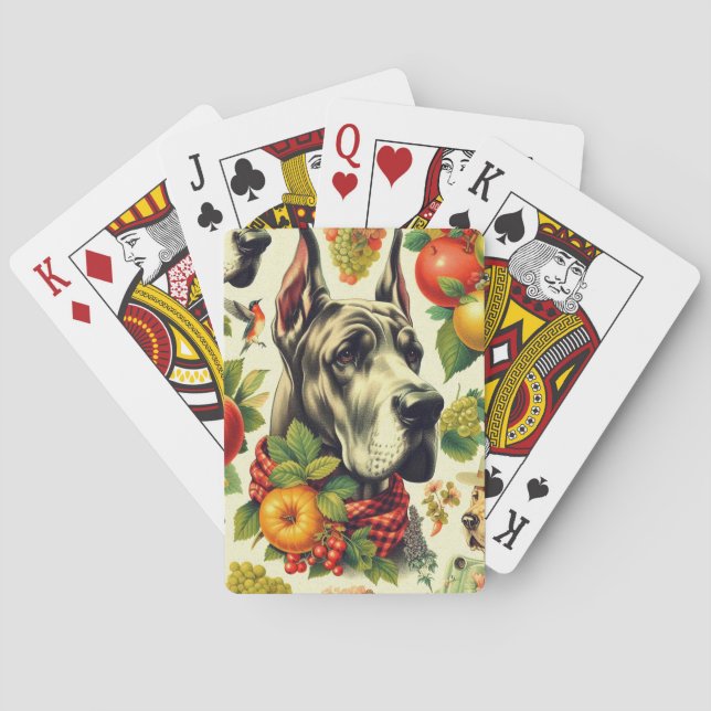 Baraja De Cartas Ilustracion de Perro Grande Dane (Reverso)