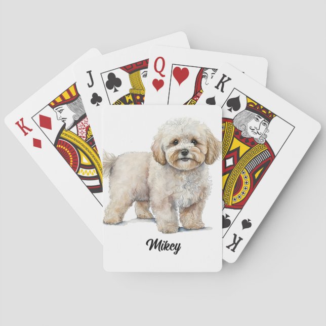 Baraja De Cartas Ilustracion de perro lindo - Maltipoo (Reverso)