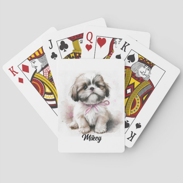 Baraja De Cartas Ilustracion de perro lindo - Shih Tzu (Reverso)