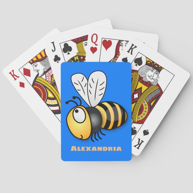 Baraja De Cartas Ilustracion de personalizado de abejas alegres (Reverso)