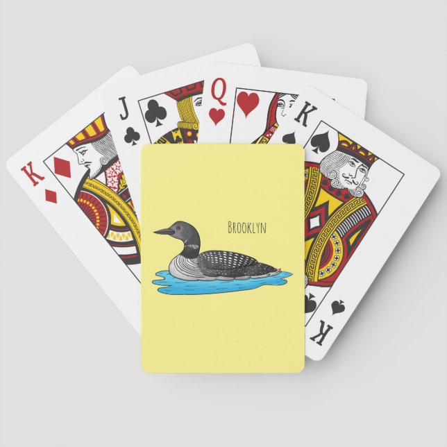 Baraja De Cartas Ilustracion de personalizado de aves de Loon (Reverso)
