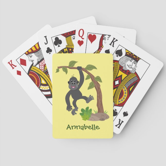 Baraja De Cartas Ilustracion de personalizado de bebé gorila feliz (Reverso)