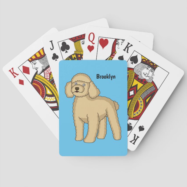 Baraja De Cartas Ilustracion de personalizado de caniche marrón fel (Reverso)