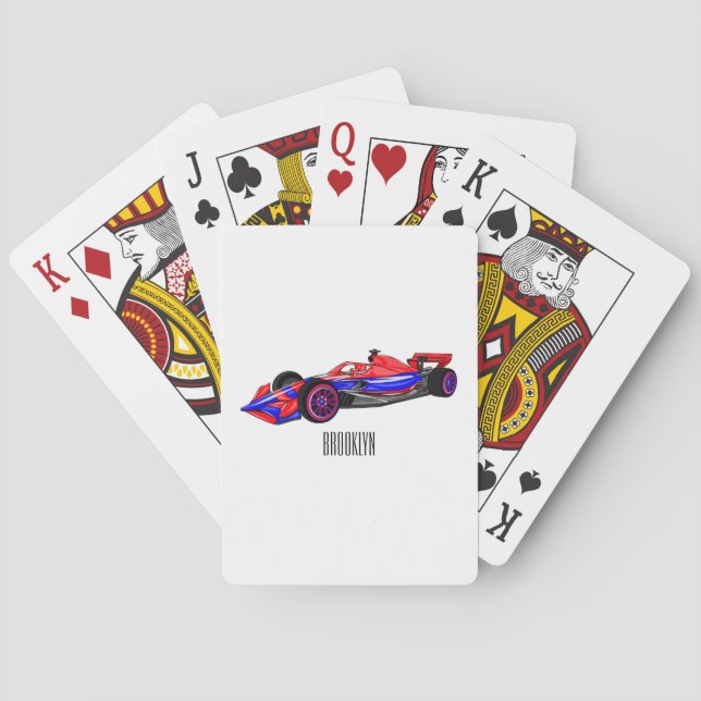 Baraja De Cartas Ilustracion de personalizado de coches de carreras (Reverso)