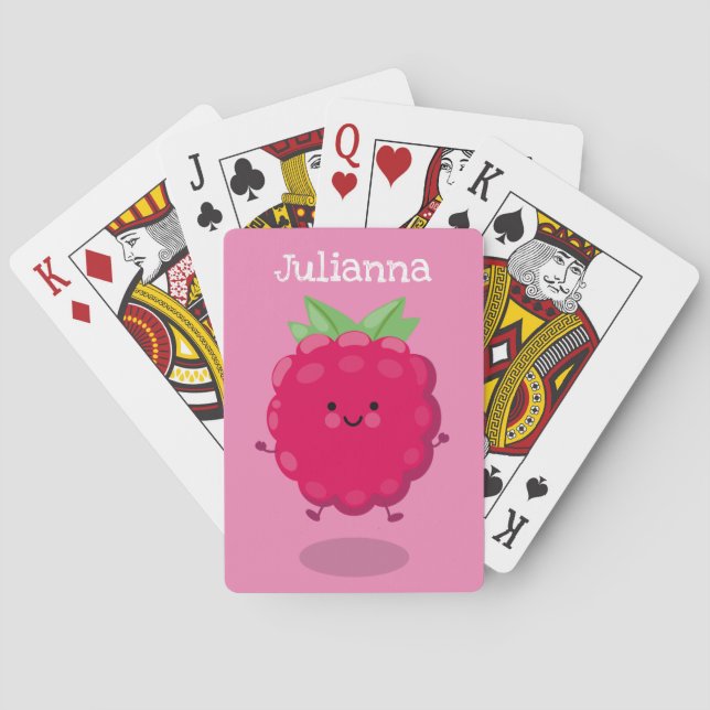 Baraja De Cartas Ilustracion de personalizado de frambuesa alegre (Reverso)