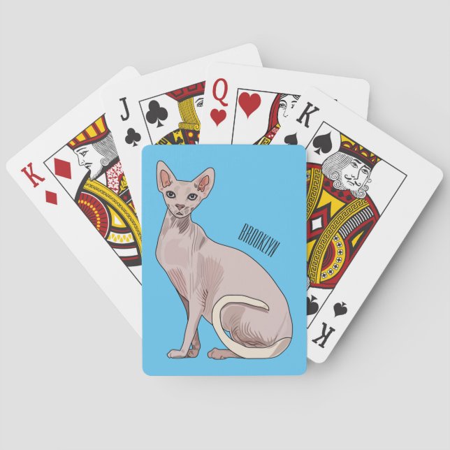 Baraja De Cartas Ilustracion de personalizado de gatos Sfinx (Reverso)