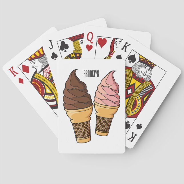 Baraja De Cartas Ilustracion de personalizado de helado de cono (Reverso)