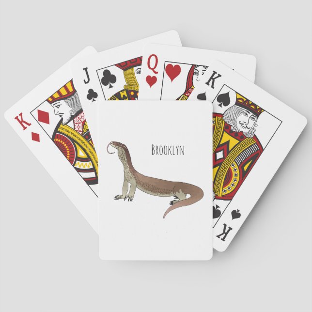 Baraja De Cartas Ilustracion de personalizado de lagarto de monitor (Reverso)