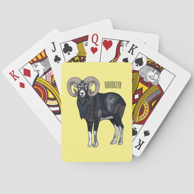 Baraja De Cartas Ilustracion de personalizado de ovino Mouflon (Reverso)