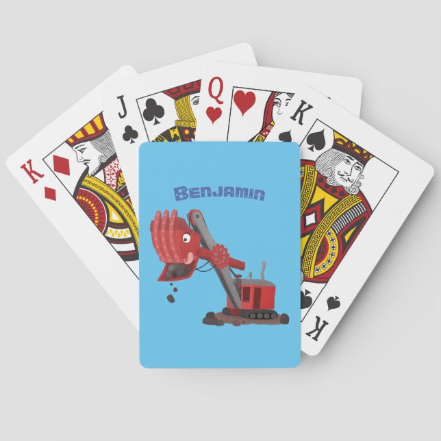 Baraja De Cartas Ilustracion de personalizado de pala de vapor roja (Reverso)