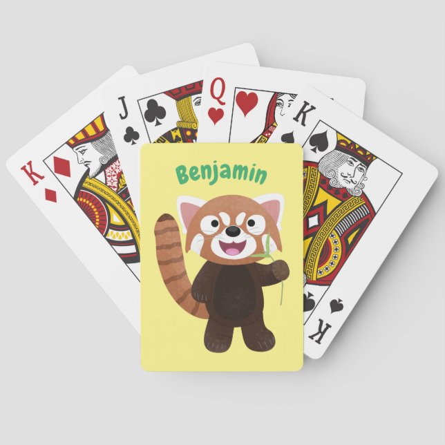 Baraja De Cartas Ilustracion de personalizado de panda rojo (Reverso)