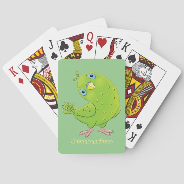 Baraja De Cartas Ilustracion de personalizado de paracaídas verde l (Reverso)