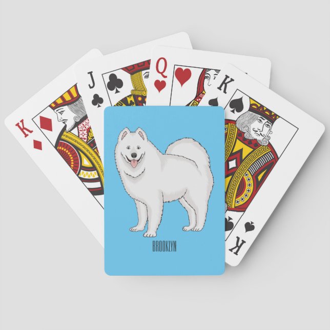 Baraja De Cartas Ilustracion de personalizado de perro de Samoyed (Reverso)