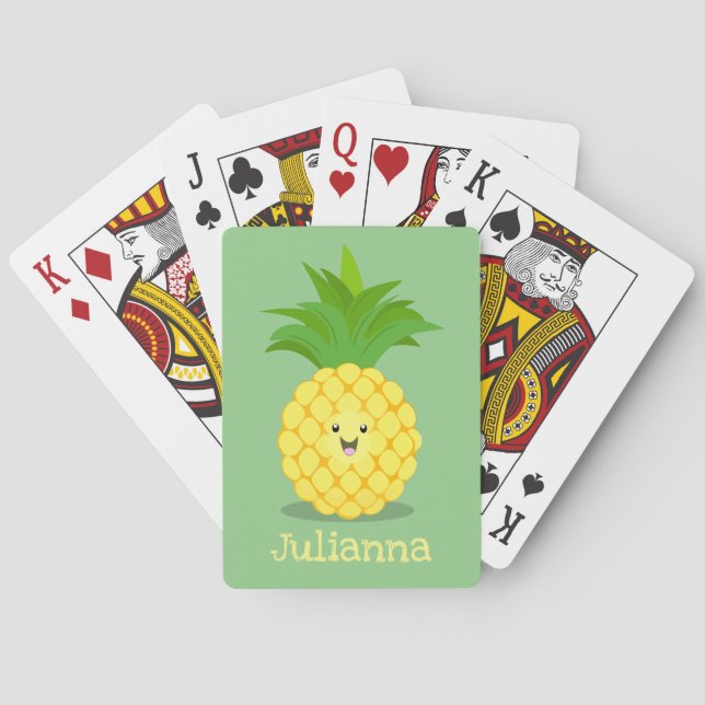 Baraja De Cartas Ilustracion de personalizado de piña cuta (Reverso)