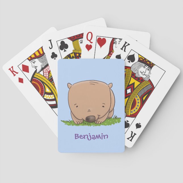 Baraja De Cartas Ilustracion de personalizado de wombat para bebé l (Reverso)