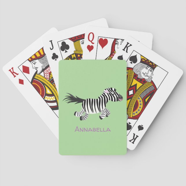 Baraja De Cartas Ilustracion de personalizado de zebra graciosa (Reverso)