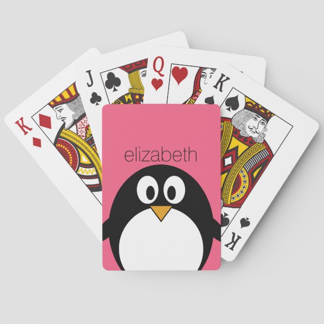 Baraja De Cartas Ilustracion de pingüino Personalizado caliente neg (Reverso)