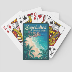 Baraja De Cartas Ilustración de playa de Seychelles Arte de viaje v