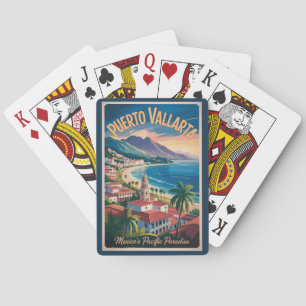 Baraja De Cartas Ilustración de Puerto Vallarta México Arte de Viaj