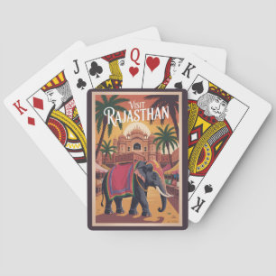 Baraja De Cartas Ilustración de Rajasthan India Arte de Viaje Vinta