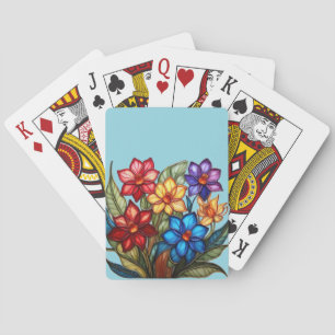 Baraja De Cartas Ilustración de ramo floral de vidrio teñido vibran