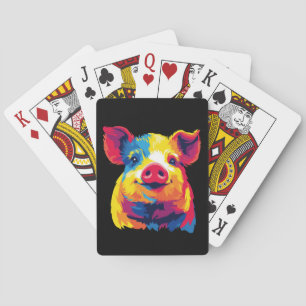 Baraja De Cartas Ilustración de retrato de cerdo Pintura acuarela