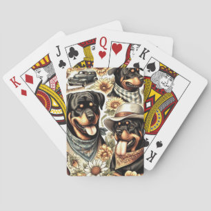 Baraja De Cartas Ilustracion de Rottweiler sin costura