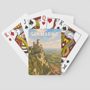 Baraja De Cartas Ilustración de San Marino Arte de Viaje Vintage