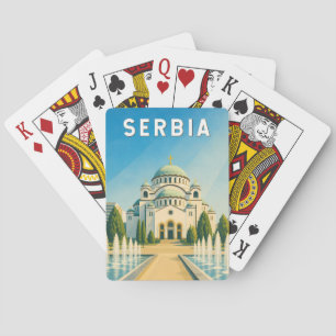 Baraja De Cartas Ilustración de Serbia Viaje Arte Vintage