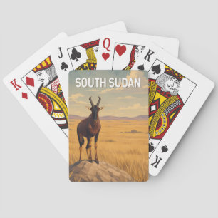 Baraja De Cartas Ilustración de Sudán del Sur Arte de Viaje Vintage