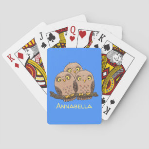 Baraja De Cartas Ilustracion de trío de búho lindo