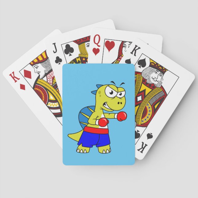 Baraja De Cartas Ilustracion De Un Boxeo De Spinosaurus. (Reverso)