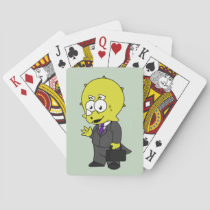 Baraja De Cartas Ilustracion De Un Empresario De Triceratops.