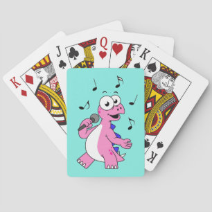 Baraja De Cartas Ilustracion De Un Estegosaurio Cantante.