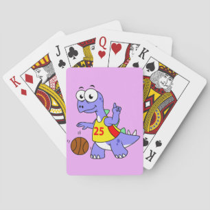 Baraja De Cartas Ilustracion De Un Estegosaurio Jugando Baloncesto.