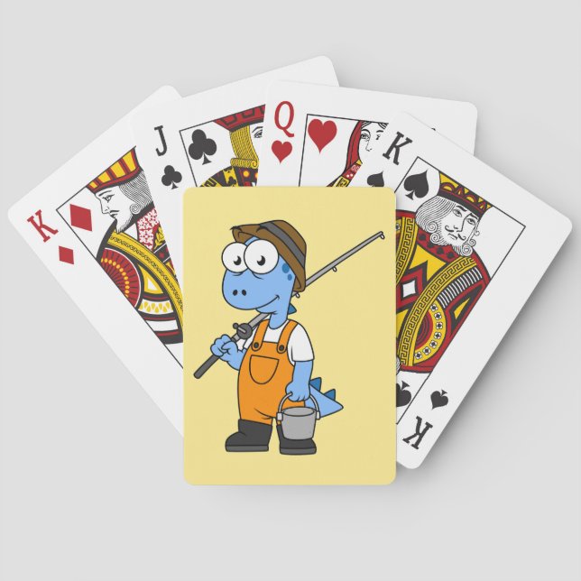 Baraja De Cartas Ilustracion De Un Pescador Allosauro. (Reverso)