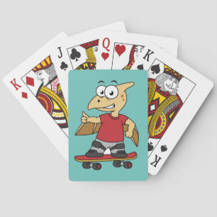 Baraja De Cartas Ilustracion De Un Skateboarding De Pterosaur.