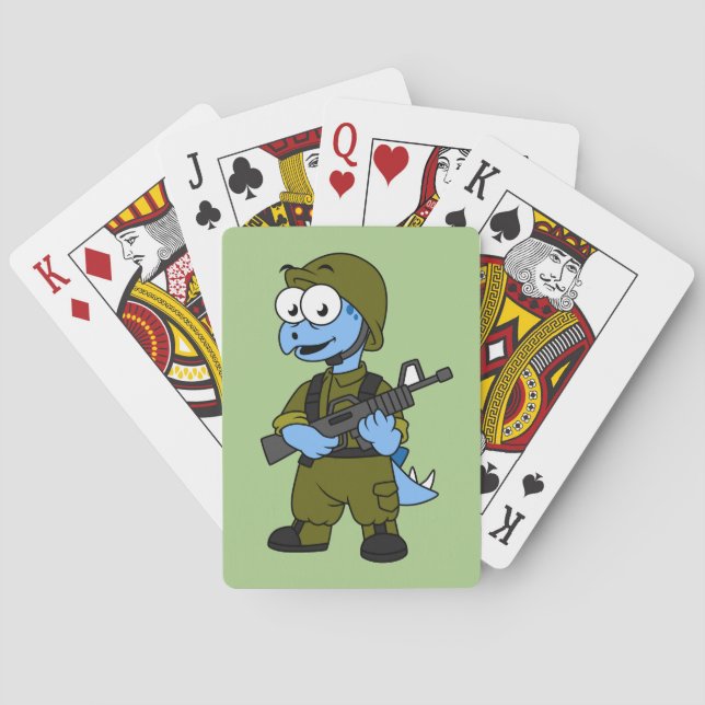 Baraja De Cartas Ilustracion De Un Soldado Estegosaurio. (Reverso)