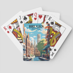 Baraja De Cartas Ilustración de viaje a Brujas Bélgica