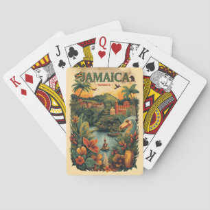 Baraja De Cartas Ilustración de viaje a Jamaica de estilo vintage