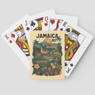Baraja De Cartas Ilustración de viaje a Jamaica de estilo vintage
