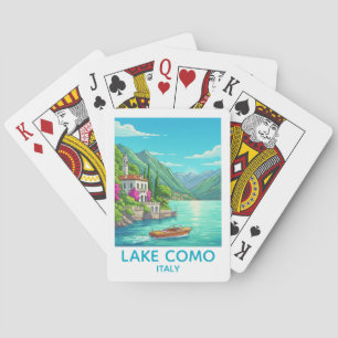 Baraja De Cartas Ilustración de viaje al Lago de Como Italia Vintag